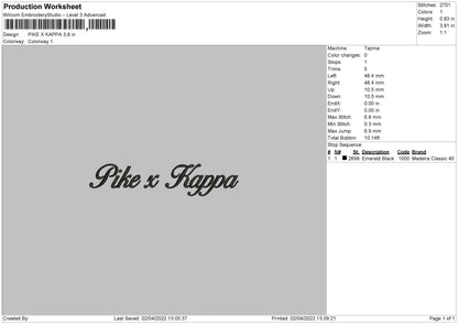 Pike X Kappa Embroidery File 4 size