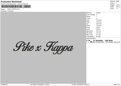 Pike X Kappa Embroidery File 4 size