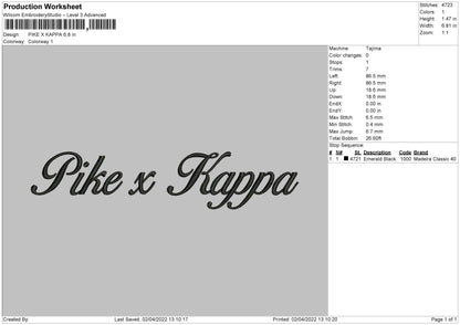 Pike X Kappa Embroidery File 4 size