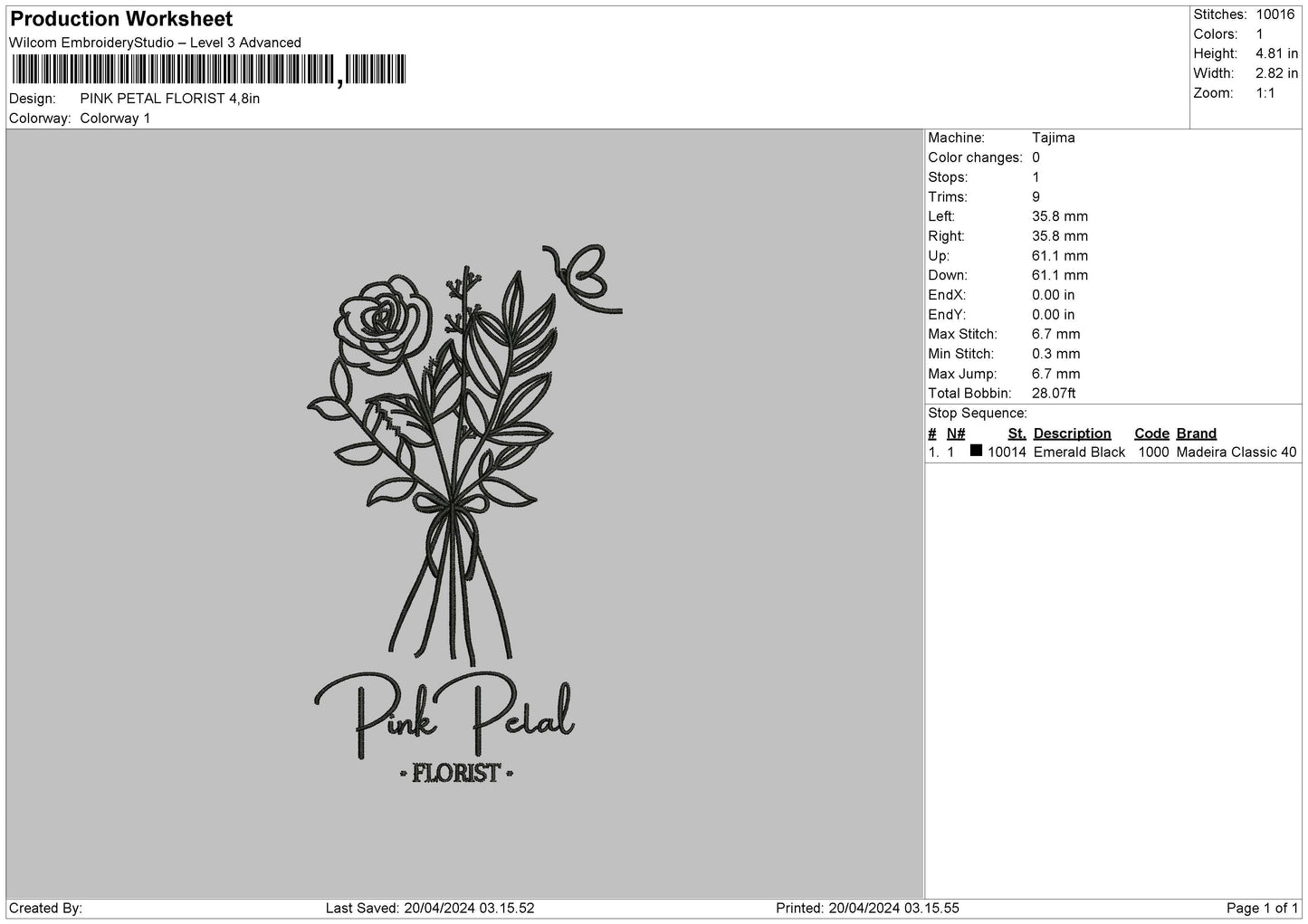Florist02 Embroidery File 6 sizes