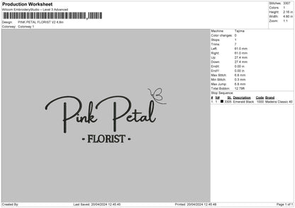 Florist V2 Embroidery File 6 sizes