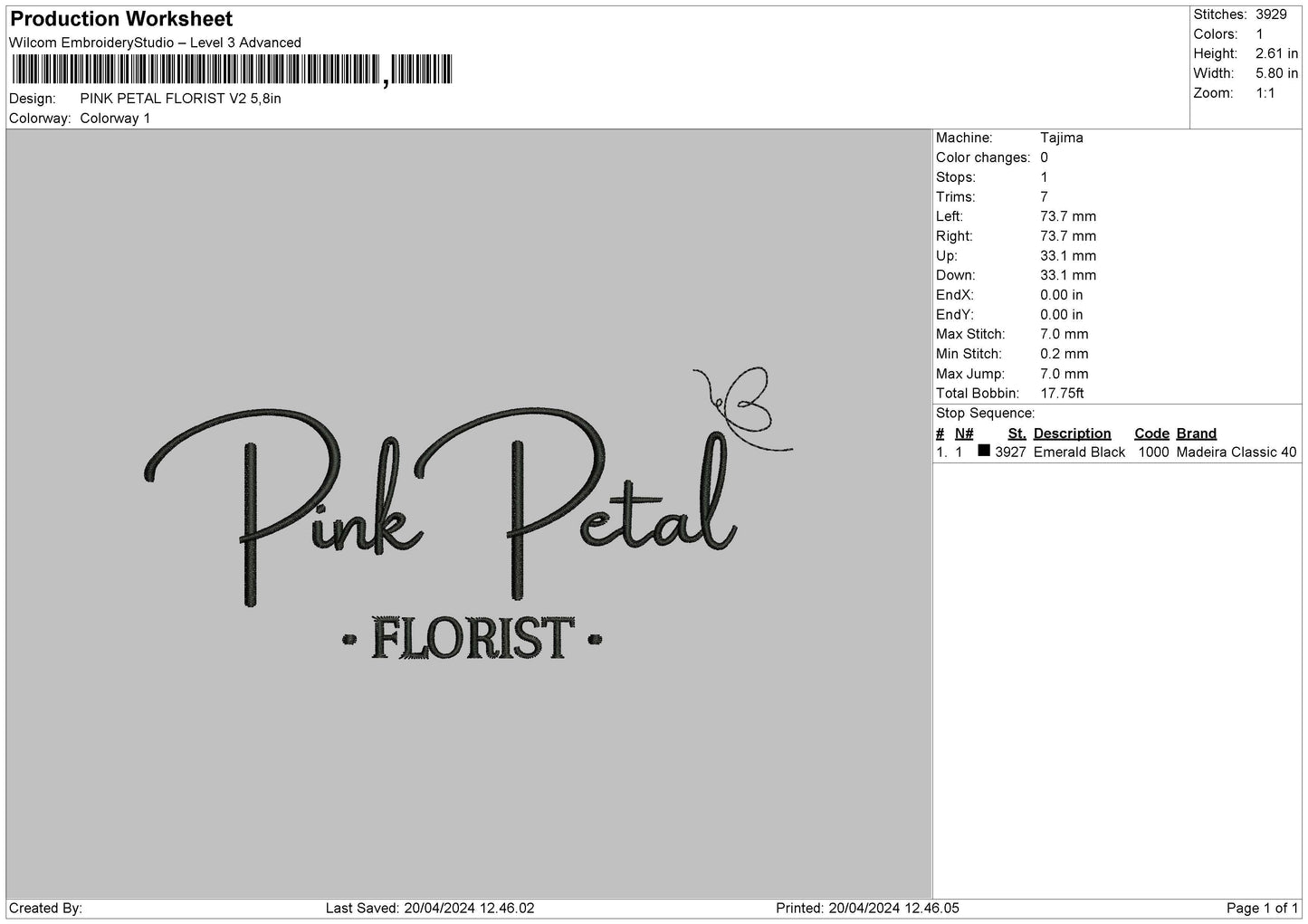 Florist V2 Embroidery File 6 sizes