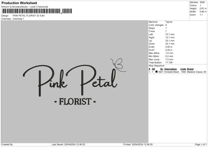Florist V2 Embroidery File 6 sizes