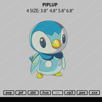 Piplup Embroidery File 4 size