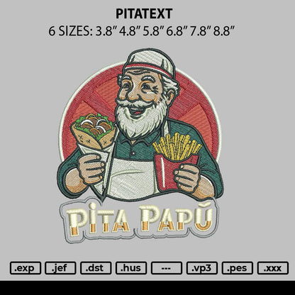 Pitatext Embroidery File 6 sizes