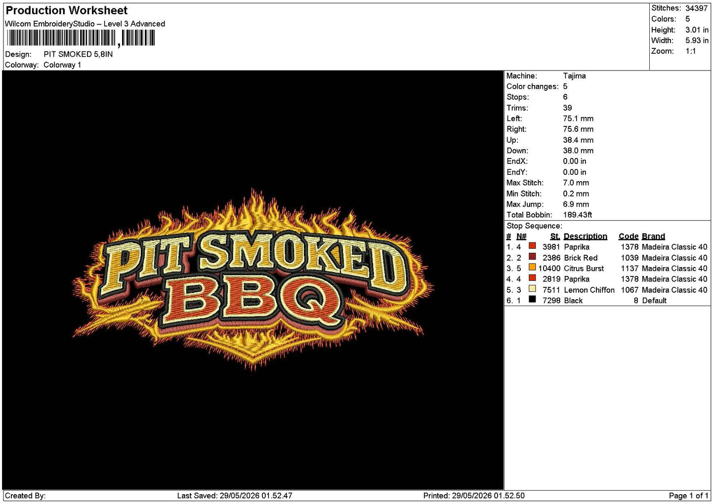 Smokedtext 2805 Embroidery File 6 sizes