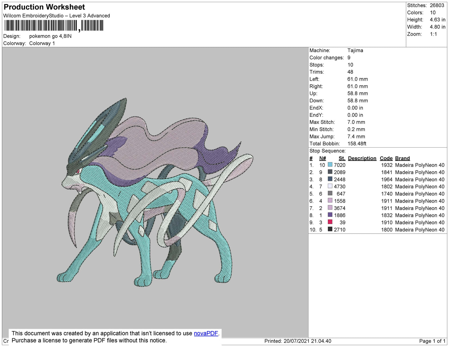 Pokemon Go Embroidery File 4 size