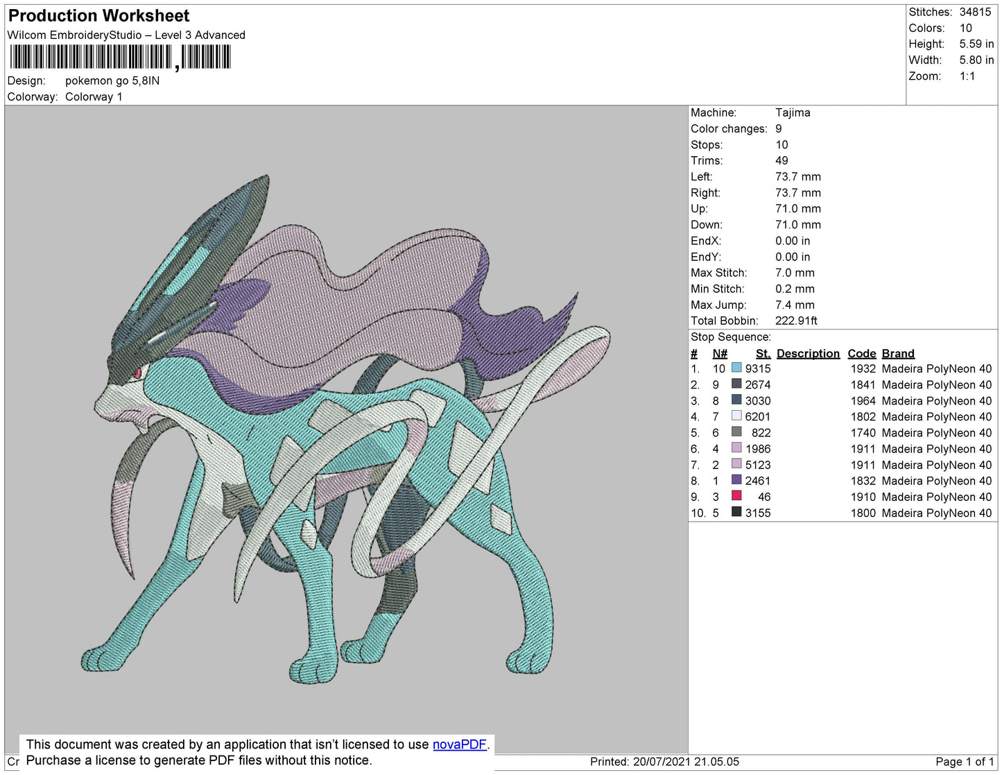 Pokemon Go Embroidery File 4 size