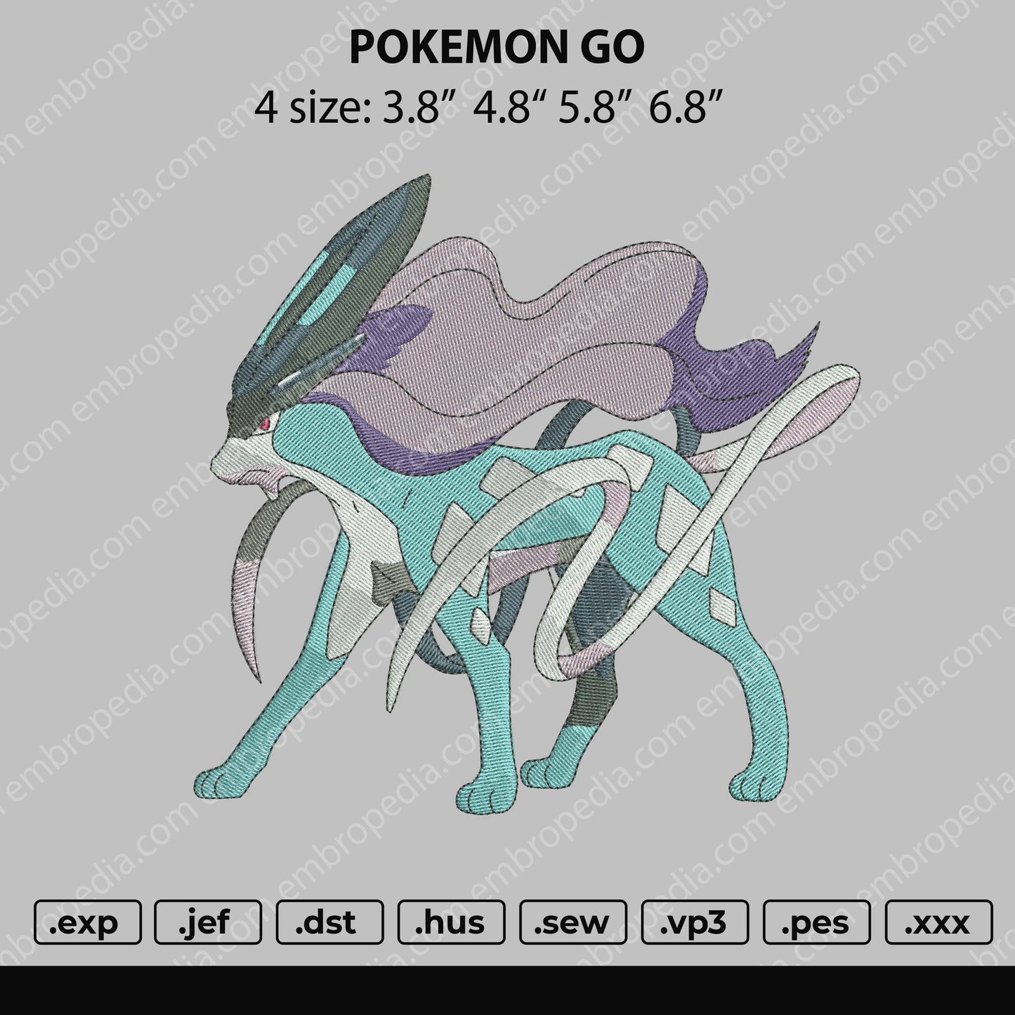 Pokemon Go Embroidery File 4 size