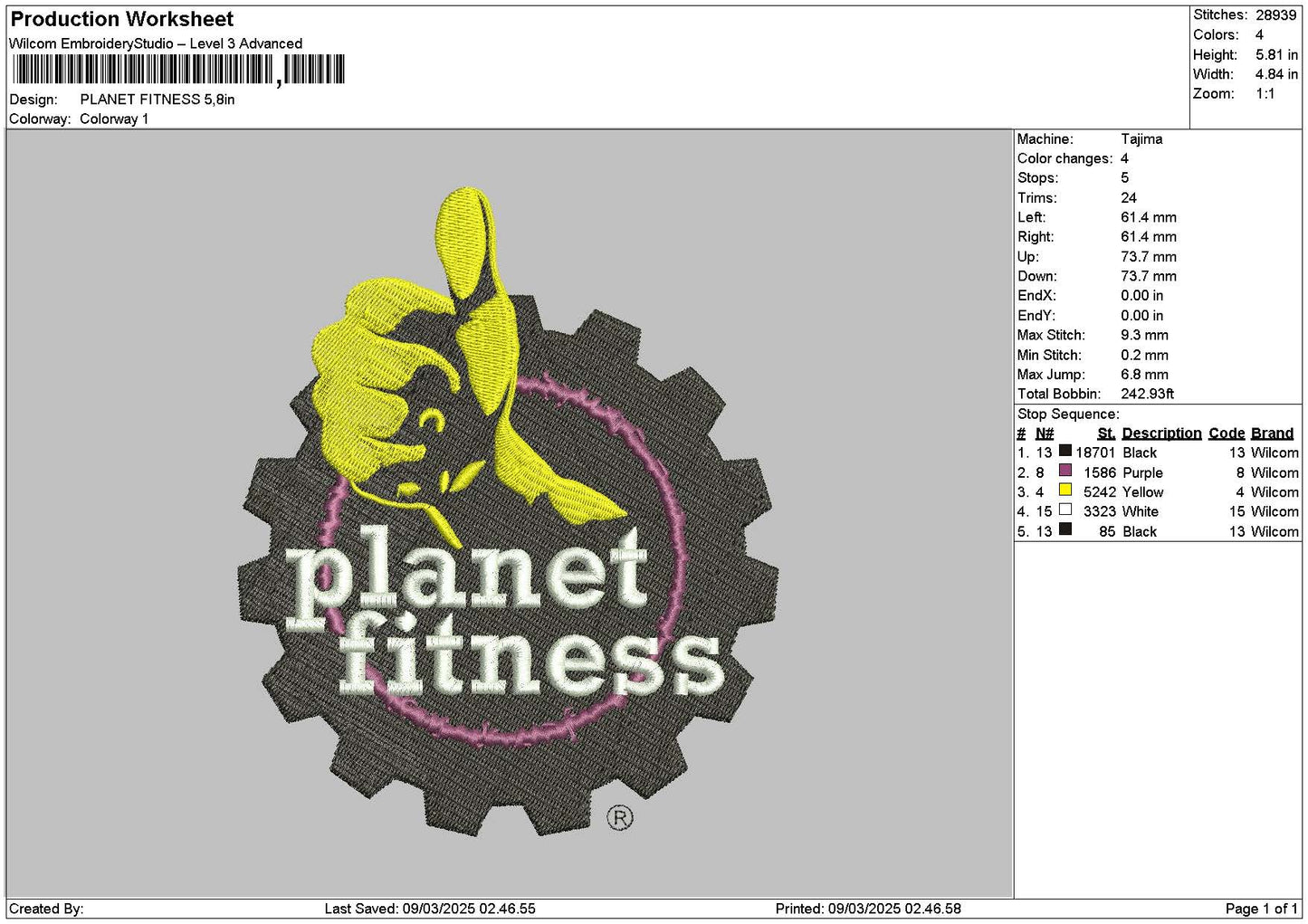 Fitnesstext Embroidery File 6 sizes
