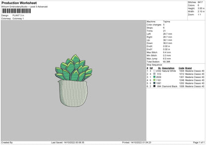 Plant Embroidery File 5 sizes