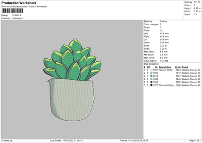 Plant Embroidery File 5 sizes