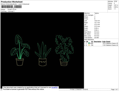 Plant Embroidery File 4 size