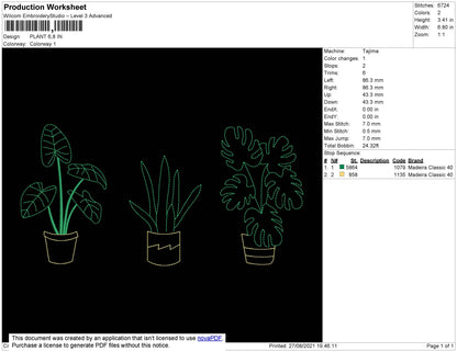 Plant Embroidery File 4 size