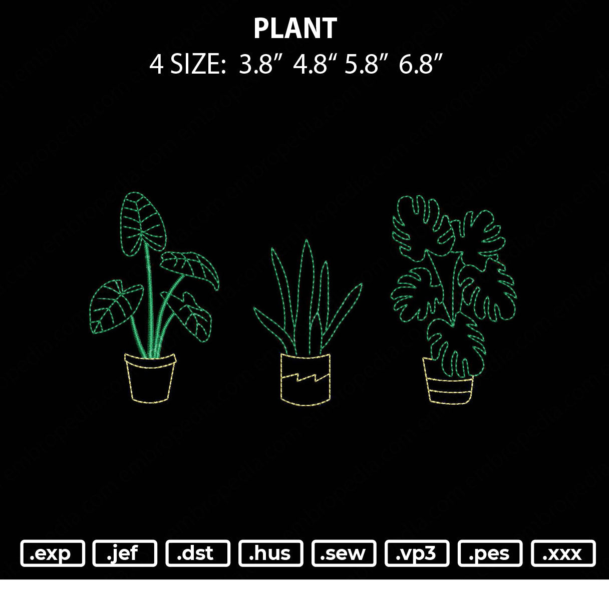 Plant Embroidery File 4 size