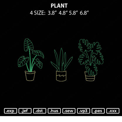 Plant Embroidery File 4 size