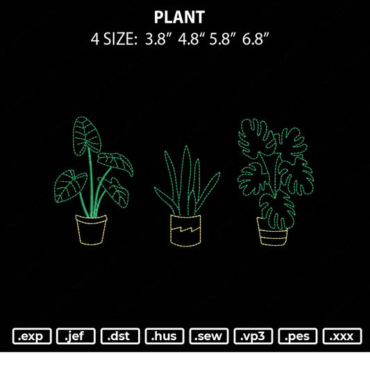 Plant Embroidery File 4 size