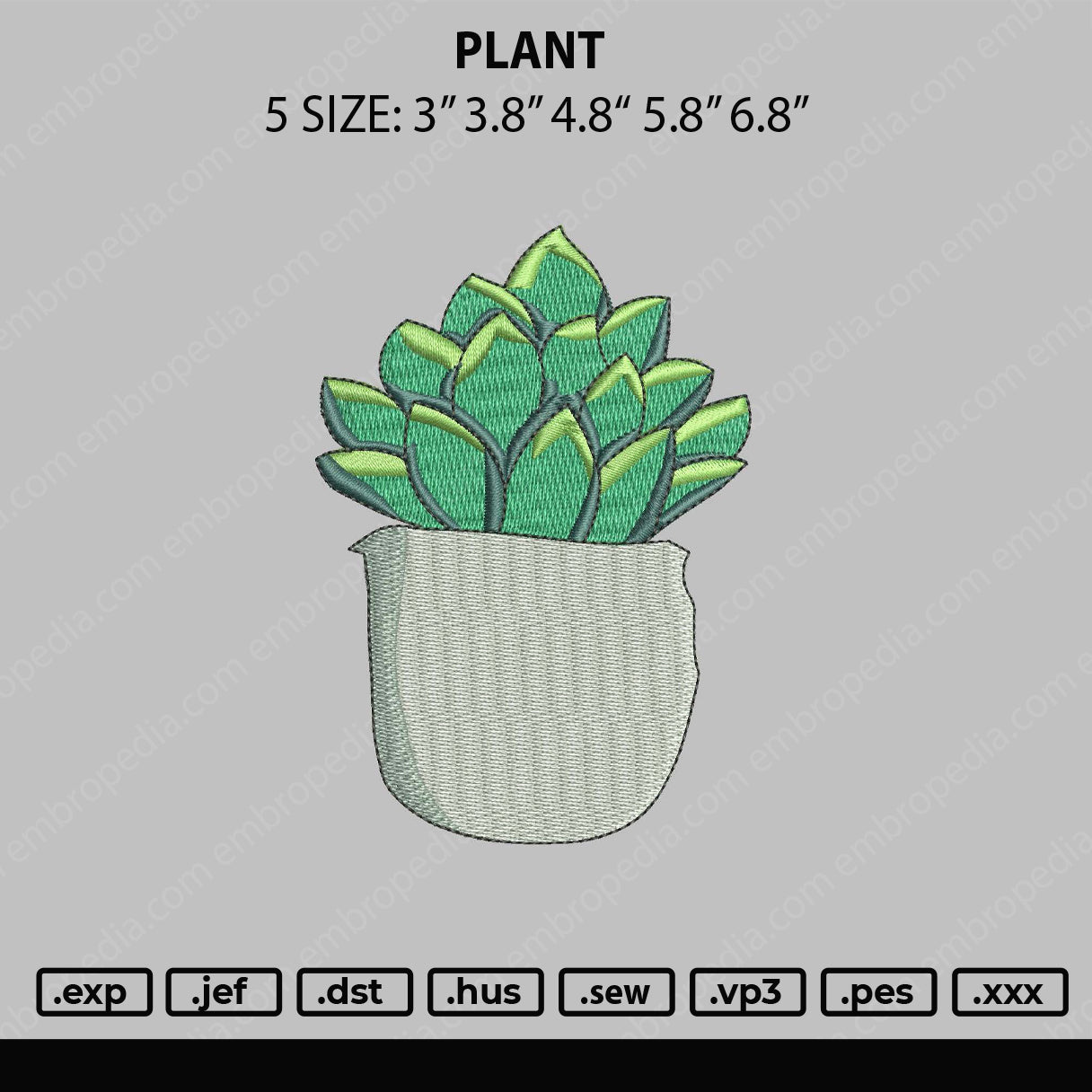 Plant Embroidery File 5 sizes