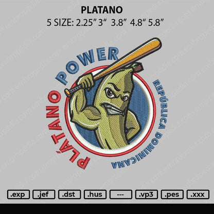 Platano Embroidery File 5 sizes
