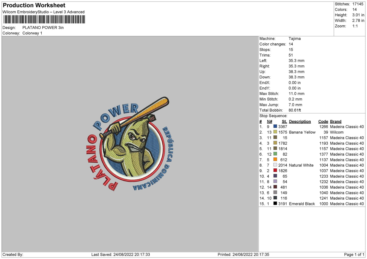 Platano Embroidery File 5 sizes