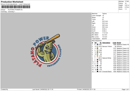 Platano Embroidery File 5 sizes