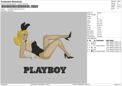 Playboy Realistic Embroidery File 4 size