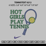 Tennistext 0212 Embroidery File 6 sizes