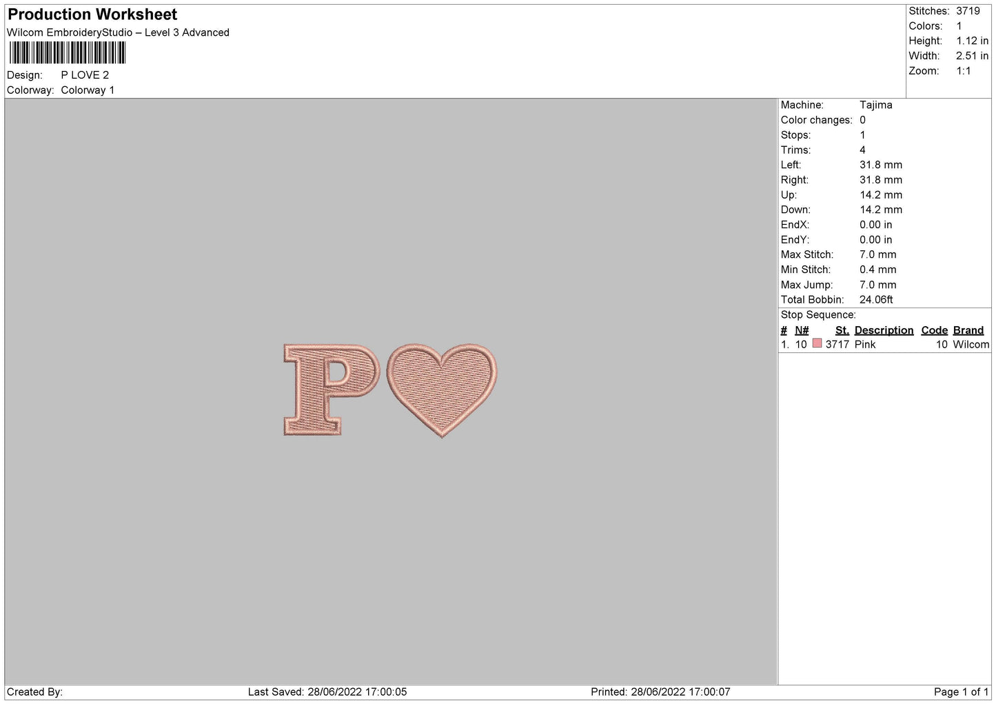 P Love Embroidery File 4 size