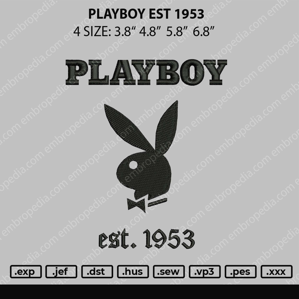 Playboy Est 1953 Embroidery File 4 size