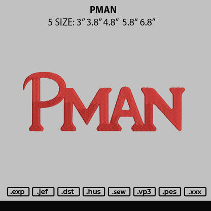 Pman Embroidery File 4 size