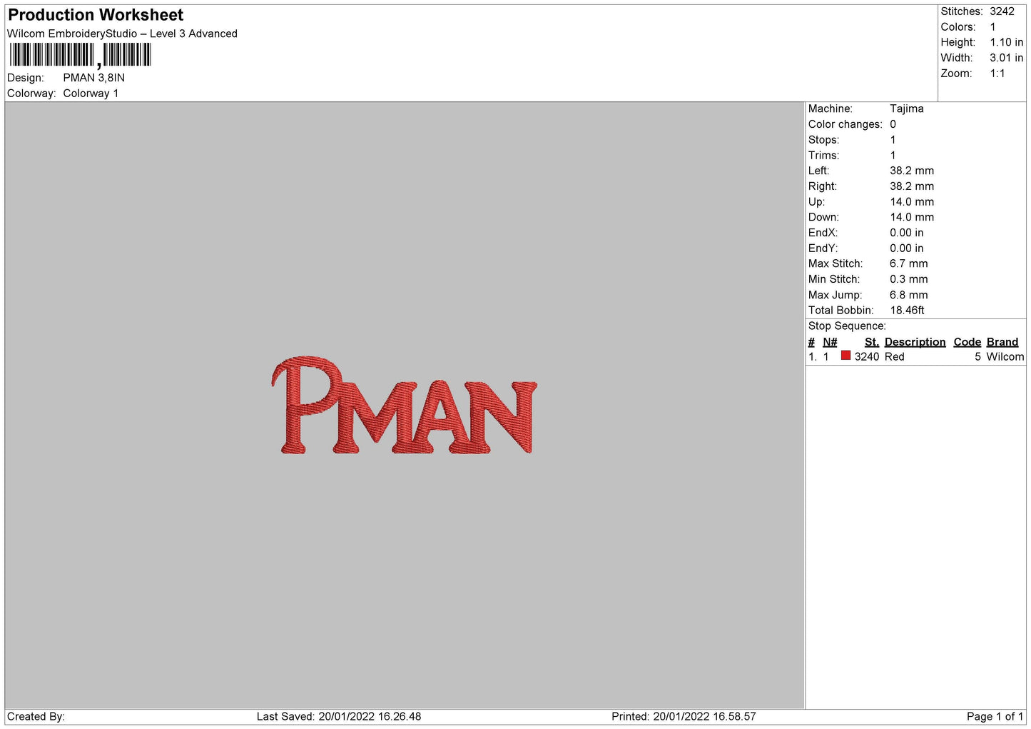Pman Embroidery File 4 size