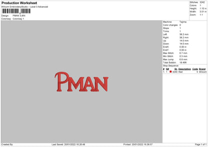 Pman Embroidery File 4 size