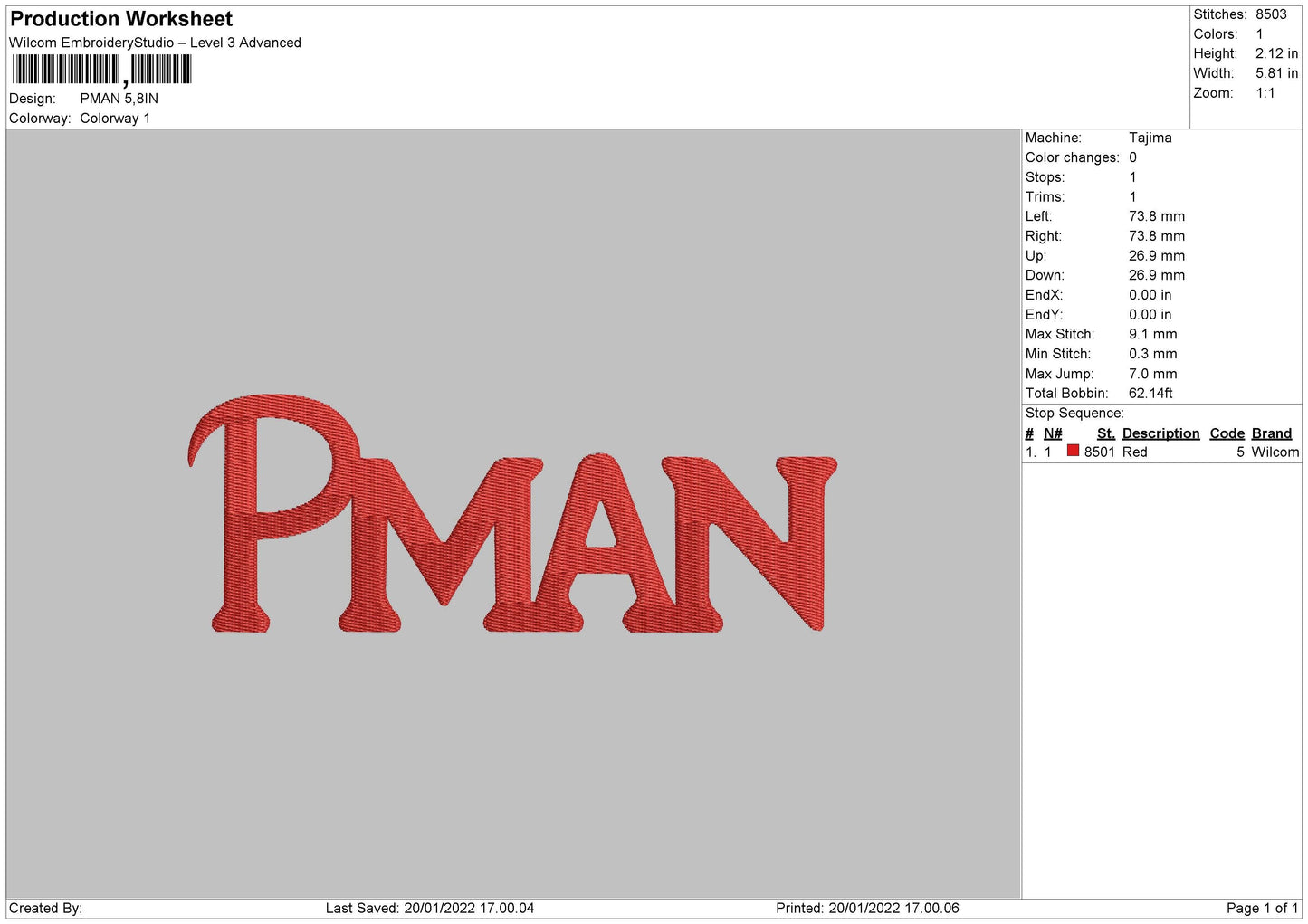 Pman Embroidery File 4 size
