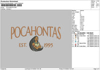 Pocahontastext0112 Embroidery File 6 sizes