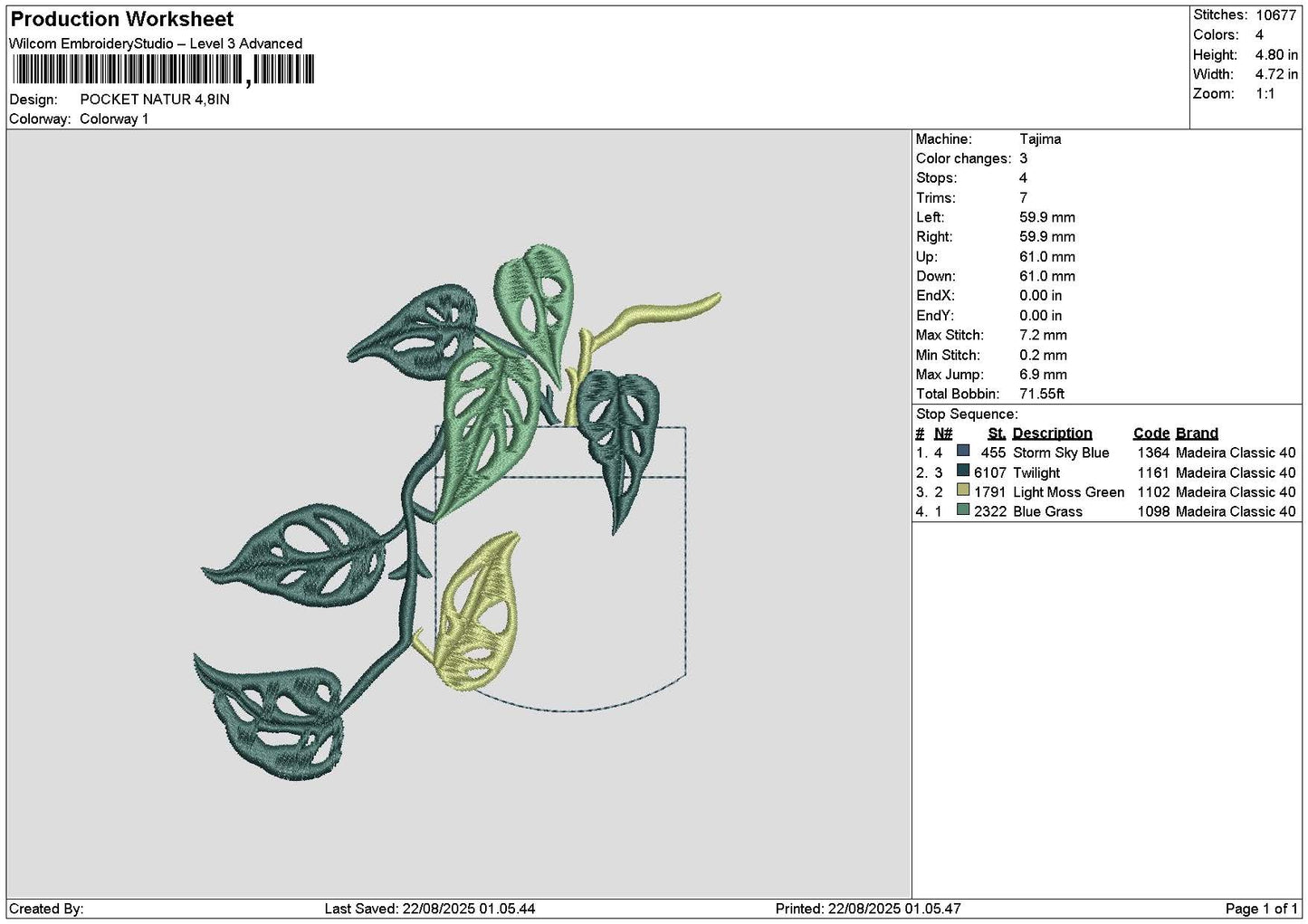 Leaf 2208 Embroidery File 6 sizes