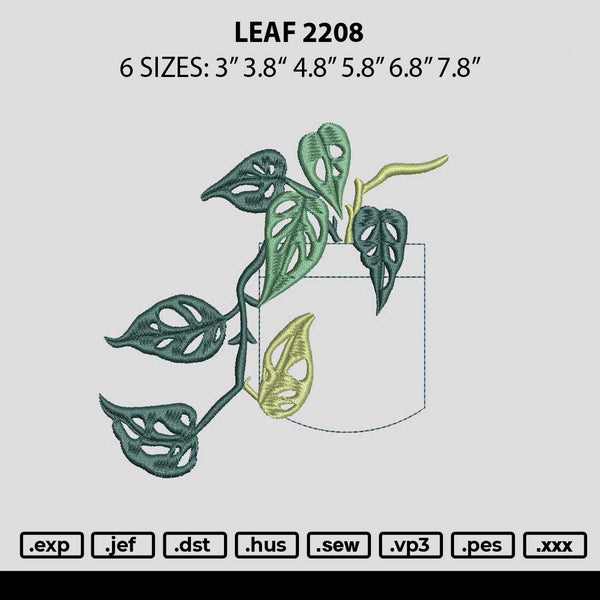 Leaf 2208 Embroidery File 6 sizes