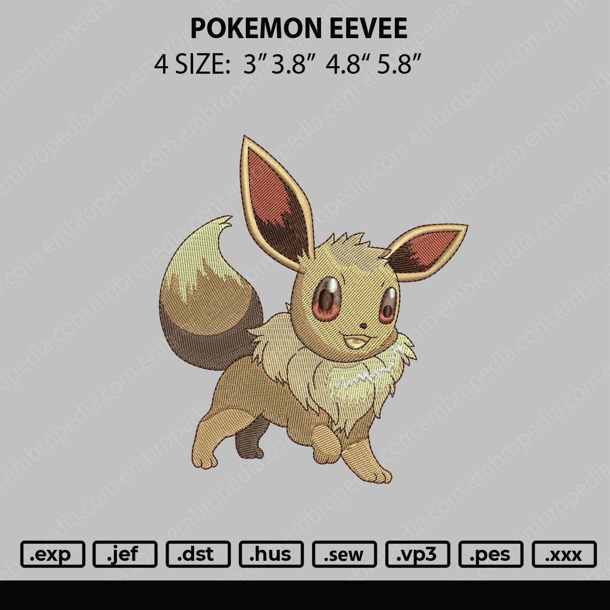 Pokemon Eevee Embroidery File 4 size