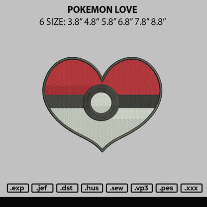 Pokemon Love Embroidery File 6 sizes