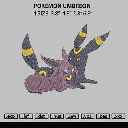 Pokemon Umbreon Embroidery File 4 sizes