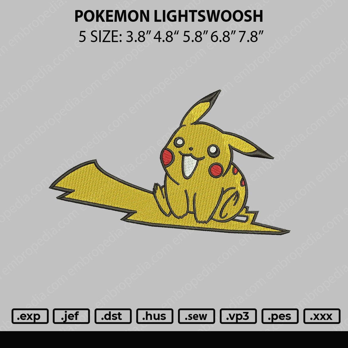 Pokemon Lightswoosh Embroidery File 5 sizes