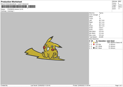 Pokemon Lightswoosh Embroidery File 5 sizes
