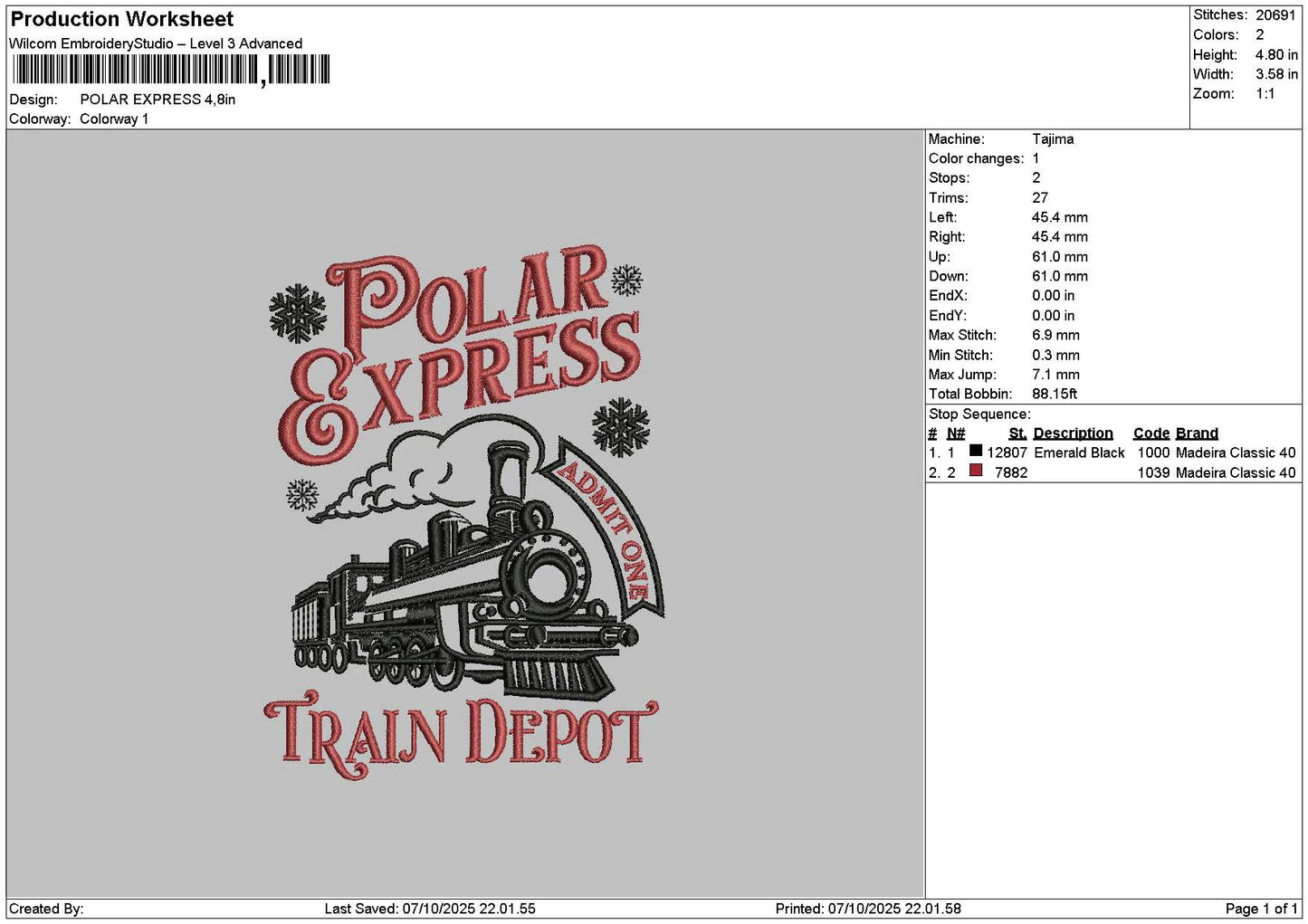 Polartext 0710 Embroidery File 6 sizes