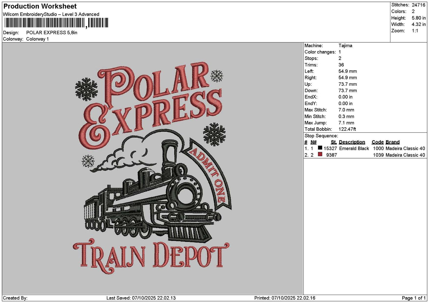 Polartext 0710 Embroidery File 6 sizes