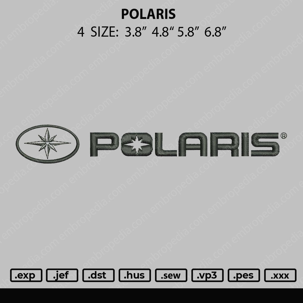 Polaris Embroidery File 4 size