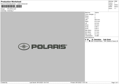 Polaris Embroidery File 4 size