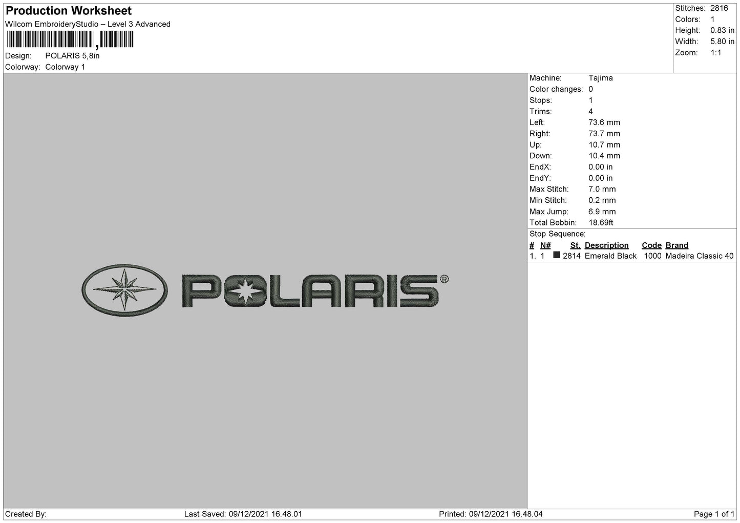 Polaris Embroidery File 4 size