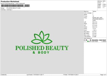 Polishedtext Embroidery File 6 sizes