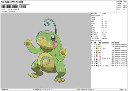 Politoed Embroidery File 6 sizes