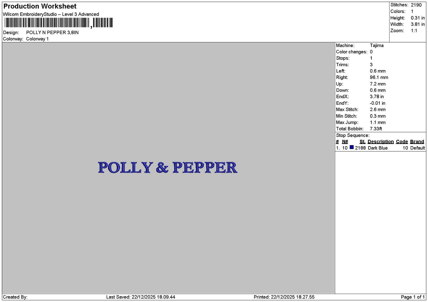 Pollytext Embroidery File 6 sizes