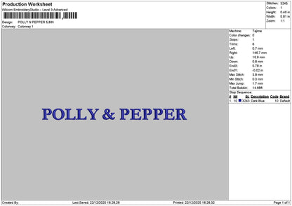 Pollytext Embroidery File 6 sizes